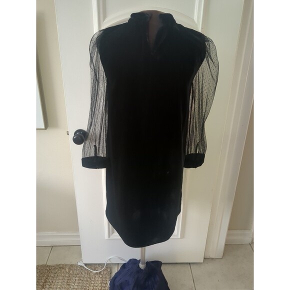Zara Dress SM Witchy Sheer Sleeves, SweetHeart Neckline Black Velvet Lace - Picture 6 of 13